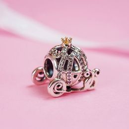 Perle de chariot bicolore en argent sterling 925 pour bijoux européens bracelets à breloques de style Pandora