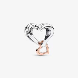 Abalorio de corazón infinito calado de dos tonos de Plata de Ley 925 compatible con pulsera de abalorios europeos originales, accesorios de joyería de boda a la moda