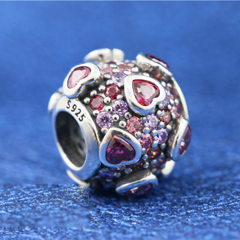 Perle de charme en argent sterling 925 pour la Saint-Valentin, explosion d'amour, convient aux bracelets et colliers de bijoux Pandora européens