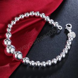 Bracelet en argent Sterling 925, taille variable, chaîne de perles entièrement lisse, 20cm, pour femmes et filles, bijoux de fiançailles et de mariage