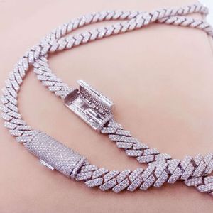 925 STERLING SILE VERMEIL VVS Diamond Collares de diamante de 10 mm pavimentada cadena cubana con joyas de hip hop de lujo
