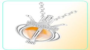 925 Silver Silver Drop Drop couronne pendentif collier Cage Coured Cone Cone Ball Essential Aromatherapy Perle Locket Jewelry Gift7820763