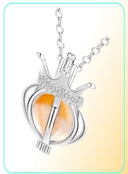 925 STERLING Silver Drop Drop Crown Pendant Collier Cage Countille Cone Cone Essential Huile Aromatherapy Perle Loulet Bijoux Gift6308595