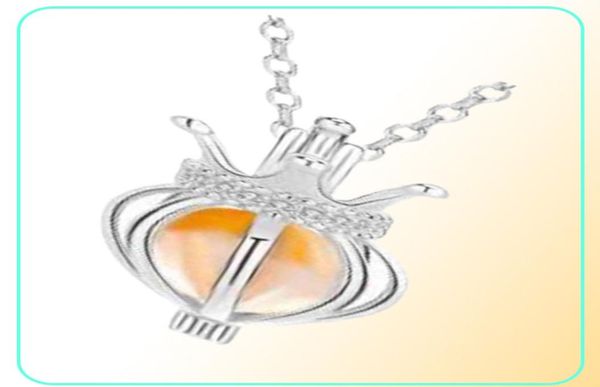 925 Silver Silver Drop Drop couronne pendentif collier Cage de cône creux Huile essentielle Aromatherapy Perle Locket Jewelry Gift7506883
