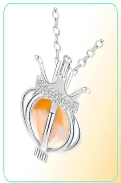 925 Silver Silver Drop Drop couronne pendentif collier Cage de cône creux d'huile essentielle aromathérapie