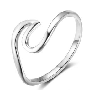 925 Sterling Silver Wave Design Anneaux Femmes Midi Anneaux Nouveaux Anniversaires Cadeaux Mode Italien Anneau Bijoux Cadeau aux Filles