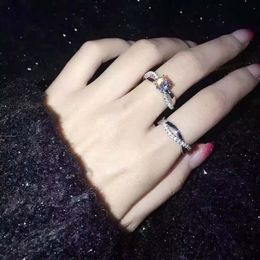 925 Sterling Silver Wedding Ring Set Real Pure Silver CZ Diamond overdrijving voor vrouwen verloving sieraden