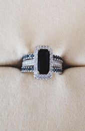 Conjunto de anillos de boda de plata de ley 925, anillo de banda 3 en 1 para mujer, joyería de moda nupcial de compromiso, dedo navidad2198919