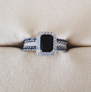 925 Sterling zilveren trouwringen set 3 in 1 band ring voor Vrouwen engagement bruids mode-sieraden vinger kerst5930271