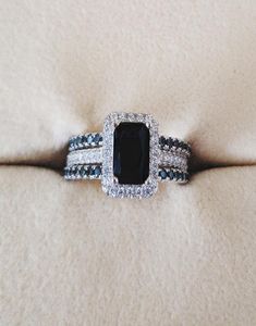 925 Sterling zilveren trouwringen set 3 in 1 band ring voor Vrouwen engagement bruids mode-sieraden vinger kerst6896601