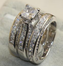 925 Sterling Silver White Clear 5A CZ Stones Wedding Weddal Women Rings Tamaño de regalo 5115231029