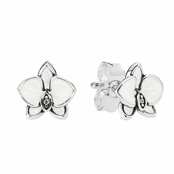 Boucles d'oreilles en argent sterling 925 avec magnolia blanc avec boîte d'origine pour Pandora CZ diamant femmes fête de mariage bijoux fleurs ensemble de boucles d'oreilles