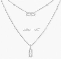 925 Sterling Silver Women039S Dubbele hanger dubbele laag keten Classic Moving Diamonds Series G2207264109110