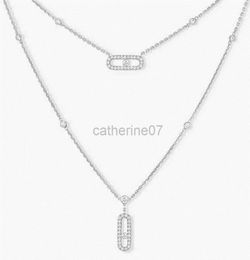 Argento sterling 925 da donna039 doppio pendente catena a doppio strato serie classica di diamanti mobili G2207265809683