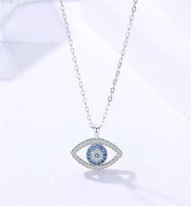 Plata de ley 925 para mujer Zirconia cúbica diablo mal ojo azul colgante collar CZ piedra joyería de moda turca China Whole18917075018