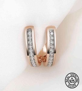 925 Sterling Silver Womens Oorbellen Classic Clear CZ Elegante geschenken Rose Gold Verbeterlijke verlovingsbelofte Juwelen6407457
