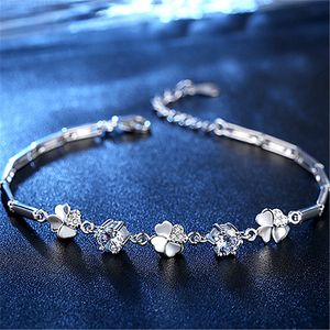 925 Sterling Silver Zirkon Lucky Clover armbanden voor dames valentijns cadeau bruiloft schattige sieraden