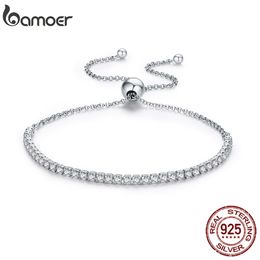 925 Sterling Sparkling Strand Women Link Tennis Bracelet Silver Jewelry 3 Colors SCB029 220721