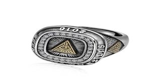 925 Sterling Thai zilveren Punk Rock Oog van God Piramide Inlay edelsteen natuursteen Ring Sieraden6641263