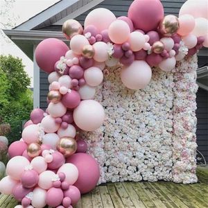 92pcs / lot Rose Macaron Ballons Arc Baby Shower Décoration Anniversaire Fête De Mariage Déco Baptême Faveurs Pastel Ballons T200612265l