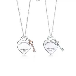 92sl Hanger Kettingen Tiffanyisn Klassiek Mode Hoogwaardig Roestvrij Stalen Hart Hanger Ketting S925 Zilver Liefde Hart Vrouwen Diy Hanger Sieraden Cadeau met Bo