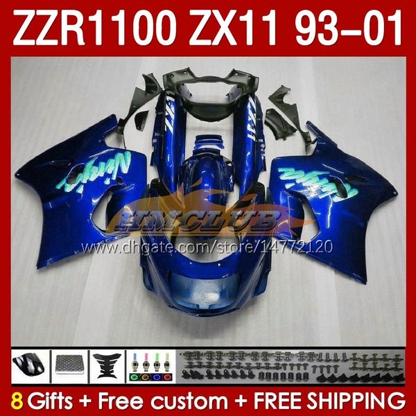 Corps Pour KAWASAKI bleu brillant NINJA ZX-11 R ZZR-1100 ZX-11R ZZR1100 ZX 11 R 11R ZX11 R 1993 1994 1995 2000 2001 165No.130 ZZR 1100 CC ZX11R 93 94 95 96 97 98 99 00 01 Kit de carénage