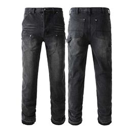 9301 Drop Shipping Fashion High Quality Pantalon Homme Patchwork Cargo Cargo Baggy Denim Pantal