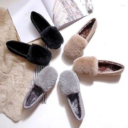 936 Brand Fur Shoes Women Casual Flat Slip On Creepers Round Toe Plush Winter Moccasins Ladies 34-43 Big Size Solid Color Flats 2 63 s