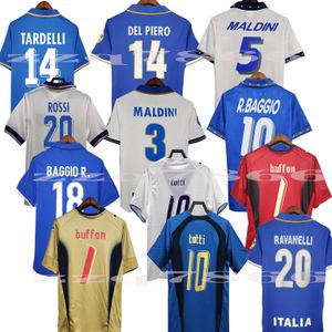 94 96 98 Rétro Robert R.Baggio Soccer Jerseys Totti Pirlo del Piero Nesta Chemises 82 86 00 06 Buffon Rossi Buffon Inzaghi Classic Football Uniformes