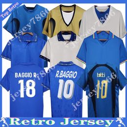 94 98 Italië Retro Baggio Maldini VOETBALJERSEYS VOETBAL 90 82 96 ROSSI Schillaci Totti Del Piero 2006 Pirlo Inzaghi buffon Cannavaro Vintage uniformen