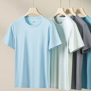 94% Modaal hoogwaardige luxe man Summer T-shirt voor mannen Ronde nek Solid kleur mannelijk vlak t-shirt y2k casual tops korte mouw 240412