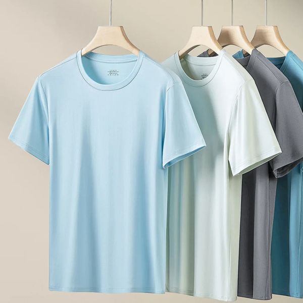94% modal de haute qualité Luxury Man T-shirt Summer pour hommes couleurs rondes couleurs masculines Tshirt homme Y2k Tops décontractés à manches courtes 240417