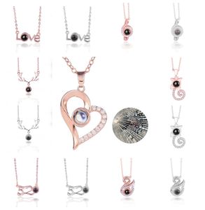 94 stijlen geheugen ketting ketting goud zilver 100 talen ik hou van je projectie hanger ketting romantische liefde geheugen bruiloft sieraden