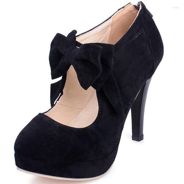 944 10.5Cm chaussures à nœud robe talon haut grande taille 30-47 noir femme rouge 89250