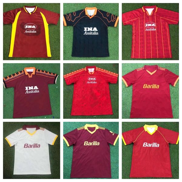 95 96 97 98 99 10 Jersey de fútbol retro 00 01 02 Totti Classic Batistuta Candela Football Shirt Vintage 2002 Maglia Da 88 89 90 91 Nakata Long