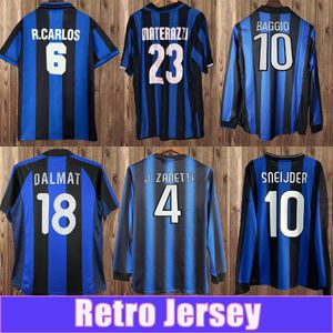 95 96 Sneijder Baggio Retro Mens voetbaltruien Materazzi J. Zanetti R. Carlos 10 11 Home Away Long Sheeves voetbalhirt volwassen uniformen