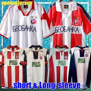 95-97 99-01 Rode Ster Belgrado retro voetbalshirts 1995 1996 1997 1999 2000 2001 Pjanovic Drulic Stankovic Petkovic vintage klassieke voetbalshirts lange tenues Sport