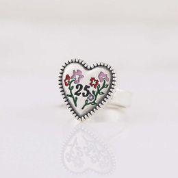 95% korting op 2023 Nieuwe luxe hoogwaardige mode -sieraden voor serie Ring Silver Flower Digital Paar Ring Valentijnsdag Gift Jubileum