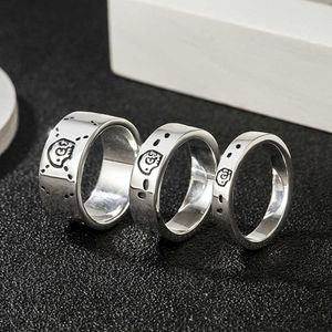 95% de descuento 2023 Nueva joyería de moda de lujo de alta calidad para plata esterlina Ghost Skull Head pareja doble elfo anillo simple para hombres y mujeres