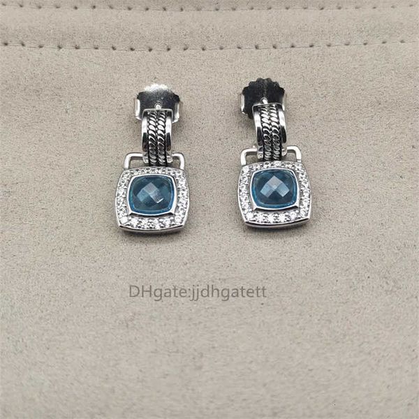 95% de descuento en pendientes Pendientes de moda para mujer Elegante con incrustaciones azules y pequeños colgantes de circón de cristal Alta joyería Banquete Boda Regalo de cumpleaños