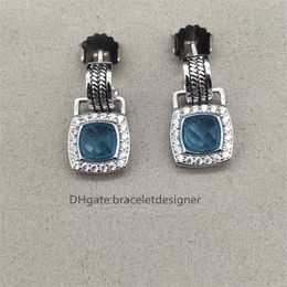 95% de descuento en aretes pequeños diseñadores Cystal Dangler moda de lujo Azul Moda y aretes de mujer Circón Elegante Joyería con incrustaciones altas Banquete Boda Regalo de cumpleaños GKXK