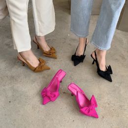 952 Slingback Dance Femmes Brand Sandals d'été Fashion Bow-Knot Point Toe Slip on Ladies Elegant Dress Pumps Chaussures 230411 C 209