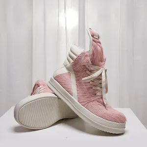 959 Chaussures de marche Brand High Street Pink Horsehair Sneaker Men à lacets à lacets épais SOPED TOP ROND FEMMES 40453