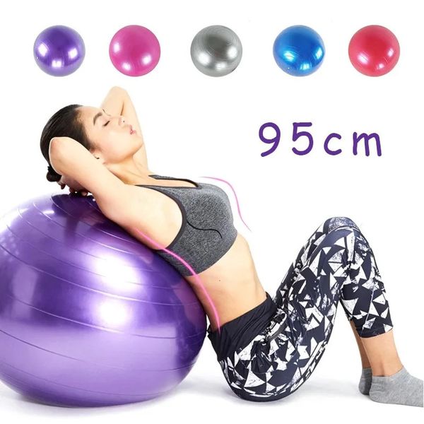 95 cm PVC Grande boule de yoga Boules de fitness épaissies de réhabilitation épaissie d'exercice d'exercice à la maison Pilates Pilates avec pompe 240417