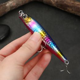 95mm 40g Metal Swimbait cebo duro cuerpo colorido pececillo que se hunde Japón aparejos peces de hielo señuelos de pesca en el océano con anzuelo