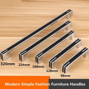 96 128 160 mm Modern Simple Fashion Furniture Decoratie handgrepen zilveren zwarte keukenkast Dressoir Garderobe deurgreep Chrome