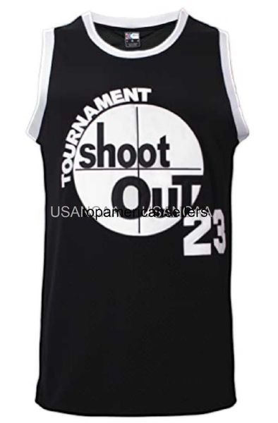 96 23 Torneio Jersey Shootout Basketball Jersey S-XXL Preto 90S Hip Hop Roupas Costuradas Letras e Números