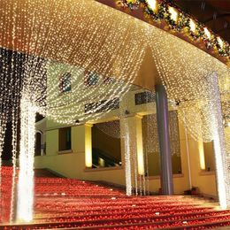 96/300 LED Home Outdoor Holiday Kerst Decoratieve Bruiloft Xmas String Fairy Lights Garlands Strip Party Gordijn Licht Y201020