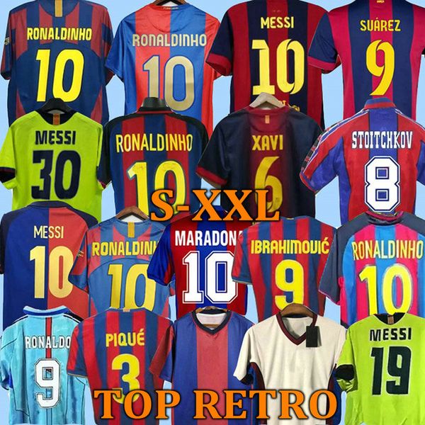 96 97 98 99 Jersey de football rétro 05 06 07 08 09 10 11 Xavi Ronaldinho Rivaldo Guardiola Puyol Ibrahimovic Iniesta Finals Maillot de Foot 1899 1999 David Villa