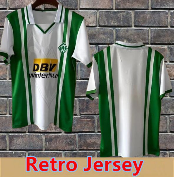 96 97 Werder Brême Maillots de football rétro pour hommes PFEIF ENBERGER Accueil Blanc Vert Chemises de football Uniformes à manches courtes